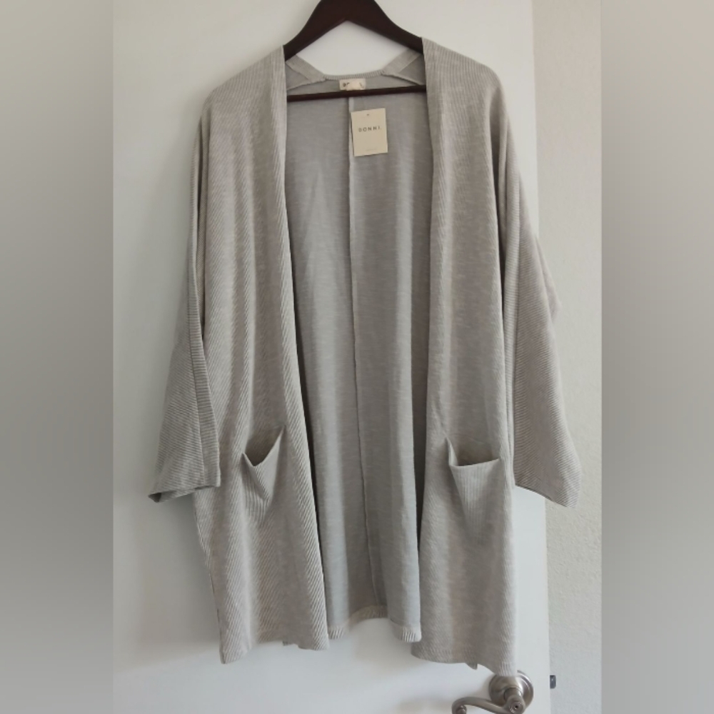 NWT DONNI. Ribbed Open Sweater Coat Cardigan Women's OSFA Taille Unique